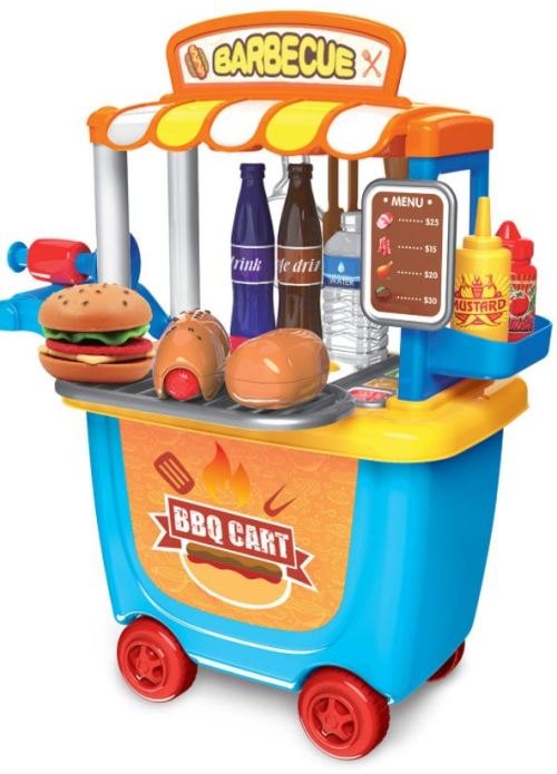 Other Toys Toy BBQ Cart on Wheels Kids Toys Pretend Play Sets Gifts